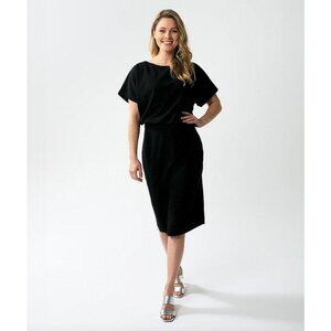 NWT ESQUALO Black Belted Short Sleeve Dress